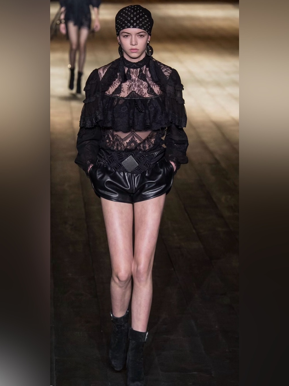 Saint Laurent Black Lace and Beaded Peplum Top NWT RARE
